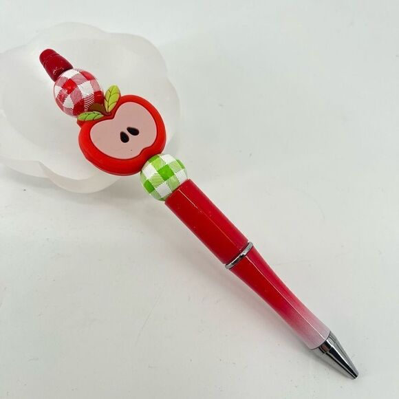 Apple teacher fall pen handmade NEW red white green - Picture 4 of 4